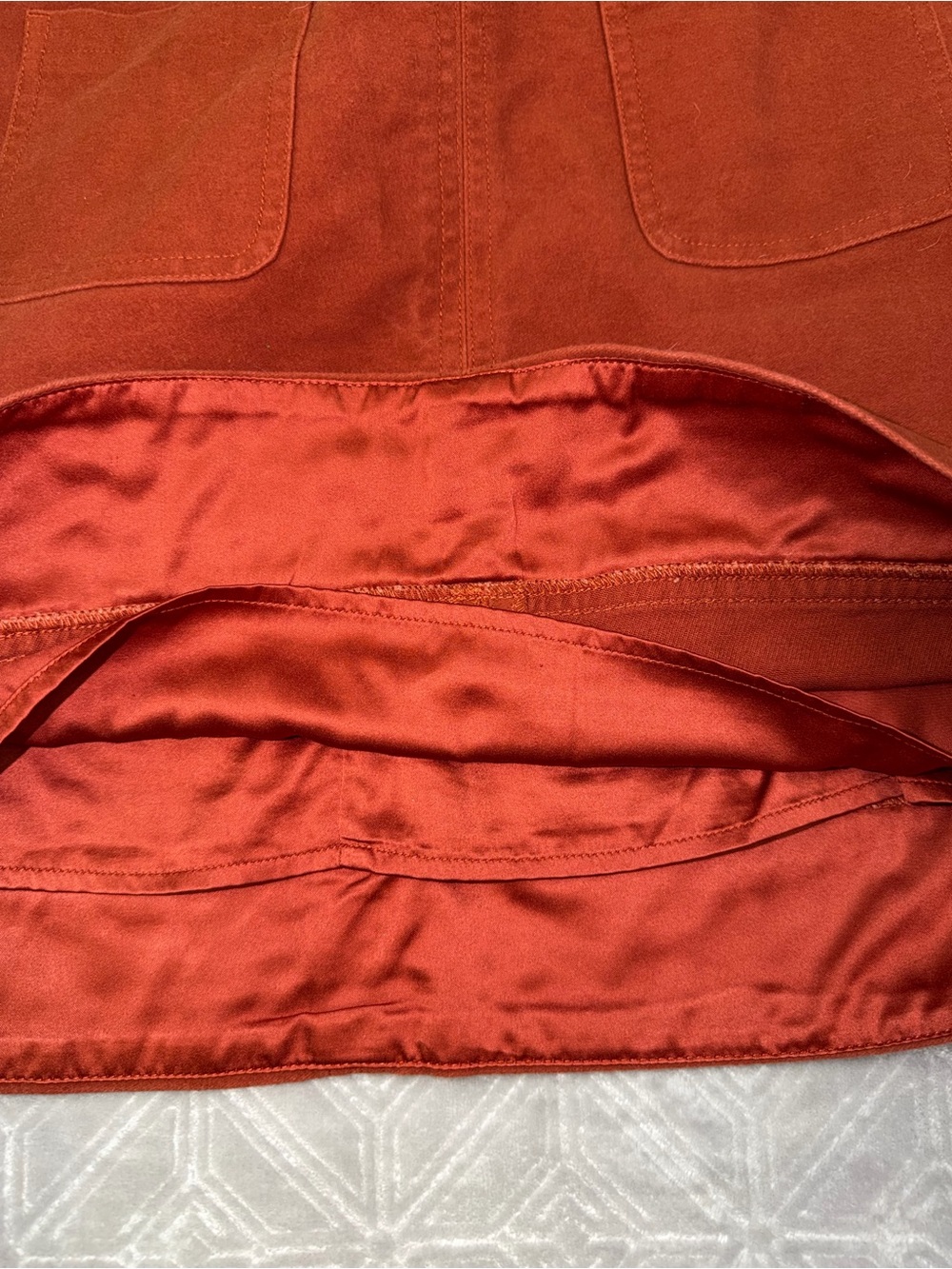 Boden Rust-Orange Mini Skirt with Front Pockets - Picture 4 of 9